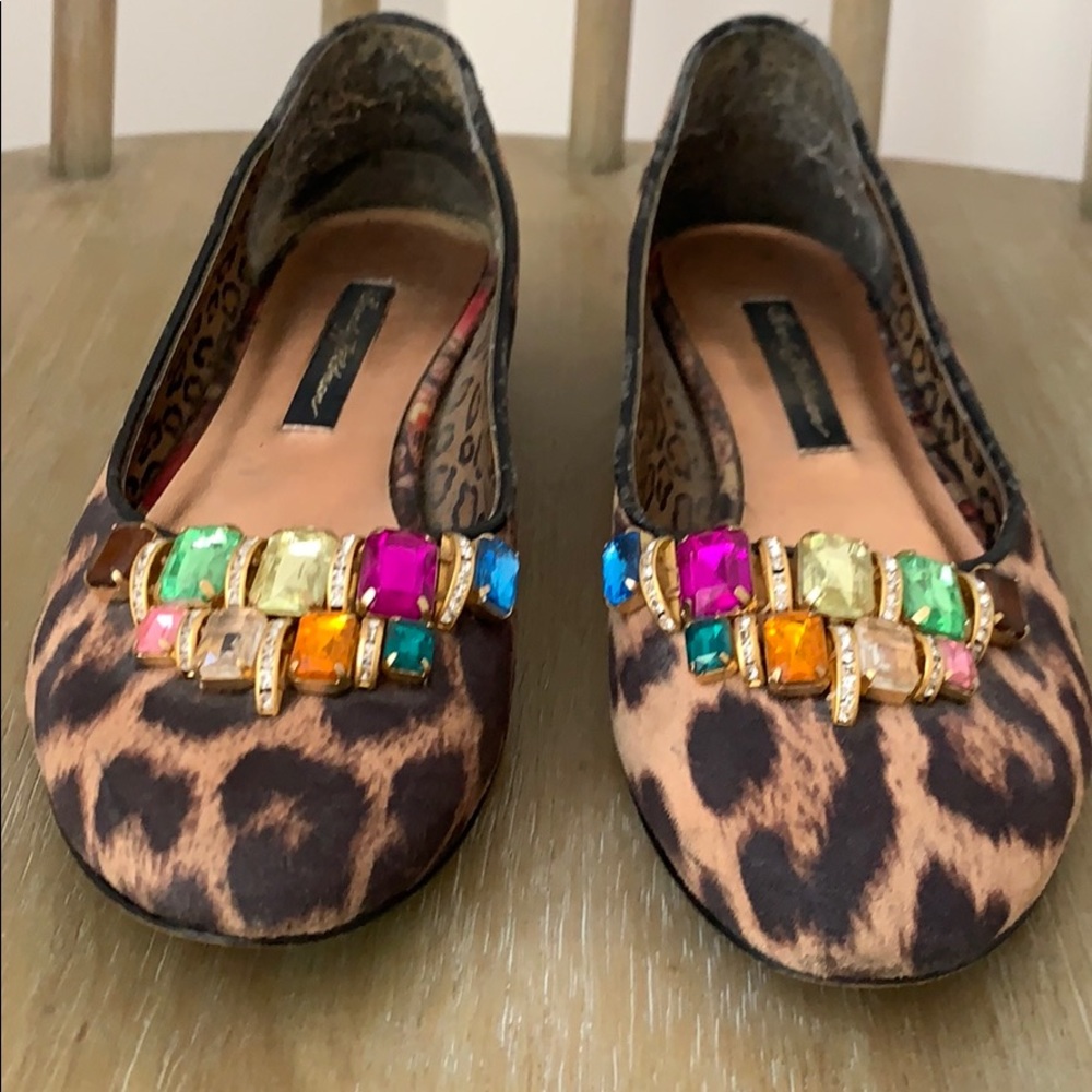 Beverly Feldman jeweled leopard print flats